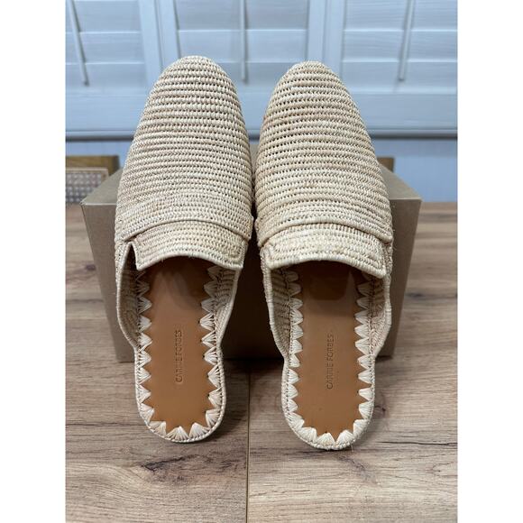 Carrie Forbes Tapa Woven Raffia Loafer Mules Natural Woven Raffia Size 8 US NWOT - Picture 13 of 15